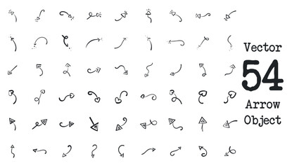 Vector Arrow Object, Arrow Brush Object. Free hand Sketch Arrow Object.