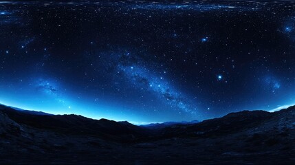 360-degree starry night sky environment map, with a blue tone and stars scattered in the upper left corner, conveying a sense of calm and beauty