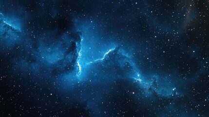 Fototapeta premium HDR map of a starry night sky, featuring a blue background with stars in the upper left, illuminated with soft lighting for an elegant and mysterious atmosphere