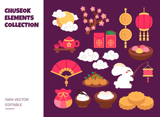 Chuseok element vector illustration set