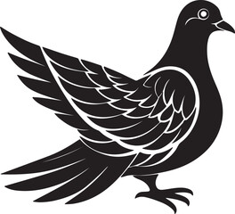 A vector-style silhouette of a dove in black and white, embodying the essence of peace and freedom in a simple form