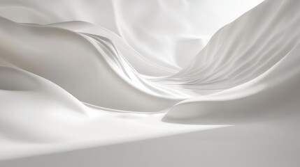 Naklejka premium Abstract White Fabric Draped in Soft Waves