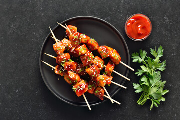 Teriyaki chicken skewers