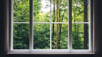 Outside the window is a forest, a concept of nature
