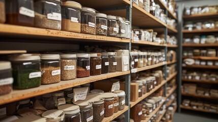 seed bank shelves in storage