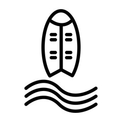 Surfboard Vector Line Icon Design