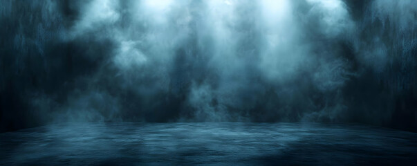 Dark Blue Abstract Background Smoke Empty Concrete Wall Room Studio Texture Floor Cement Grunge Banner