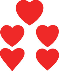 A vector illustration featuring colorful hearts arranged on a clean white background, symbolizing love and affection