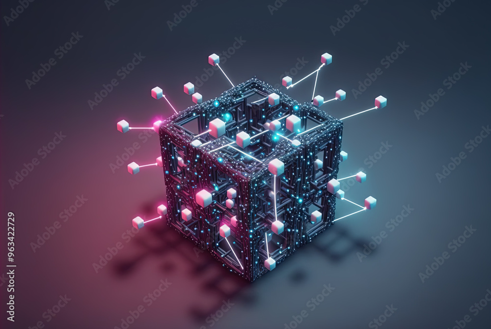 Leinwandbilder Abstract connection concept with complex technology structure of connected data