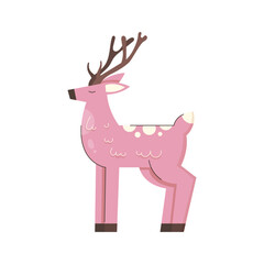 Christmas reindeer in flat style on white background