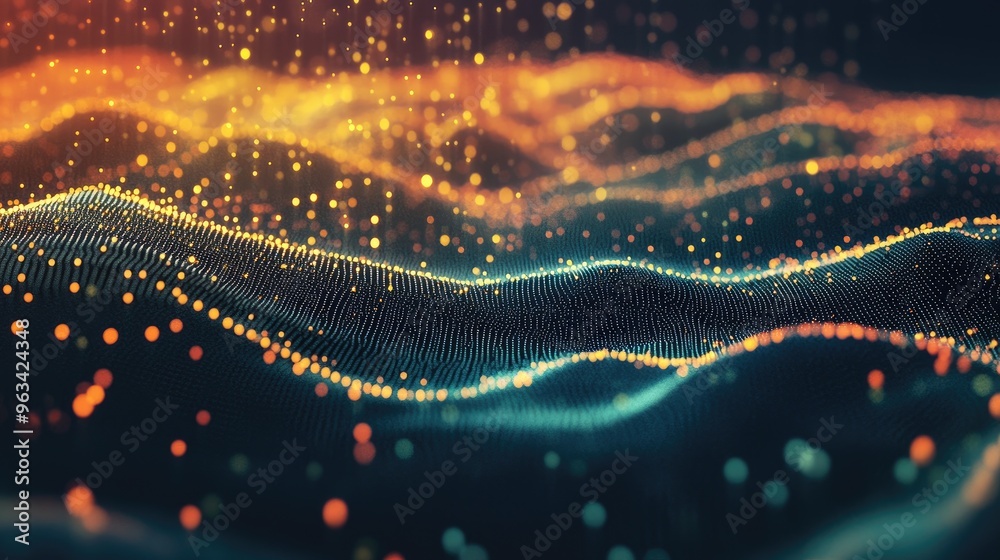 Poster a 3d scatter plot with various data points floating in space, emphasizing trends in data science, st