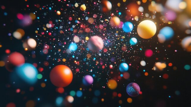 A 3D scatter plot with various data points floating in space, emphasizing trends in data science, statistics, or predictive modeling.