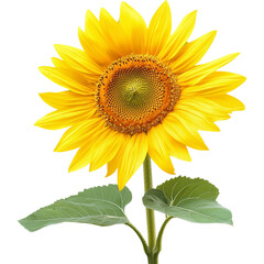 Fototapeta premium Bright Sunflower with Green Leaves