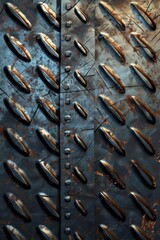 Diamond plate metal background Brushed metallic texture 3d rendering 