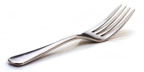 Silver Fork on White Background, Still Life Photography, Shiny Utensil, Fork, Food, Dinner