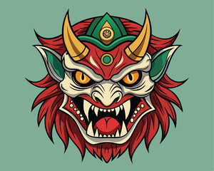 japanese demon head vector illustration