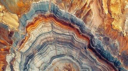 Colorful Layered Rock Formation with Cracks