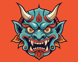 japanese demon head vector illustration