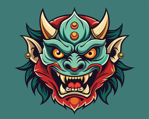 japanese demon head vector illustration