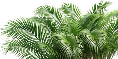 Tropical Palm Fronds on White Background, Palm Leaf, Tropical Plant, Green