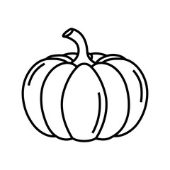 Line icon of cartoon pumpkin isolated on white background.
