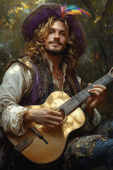 Fototapeta premium musical bard playing the guitar