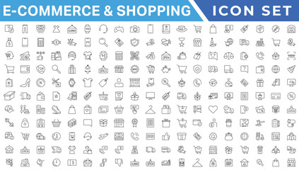E-Commerce and Shoping Line Icons. Editable Stroke. Pixel Perfect.