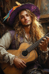 Obraz premium musical bard playing the guitar