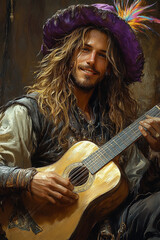 Fototapeta premium musical bard playing the guitar