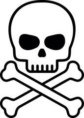 Flat isolated skull and crossbones. Halloween skull illustration vector.