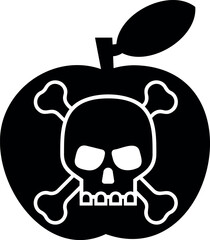 Flat isolated skull and crossbones. Halloween skull illustration vector.