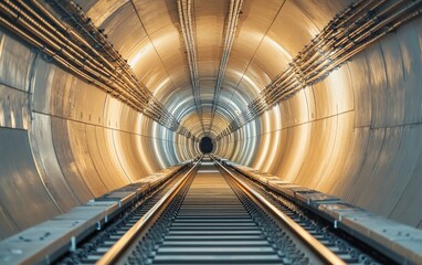 Detailed View of Underground Tunnel with Steel Tracks