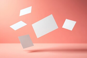 Blank Business Card Mockup with Salmon Color Background