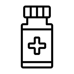 Pills Bottle Vector Line Icon Design