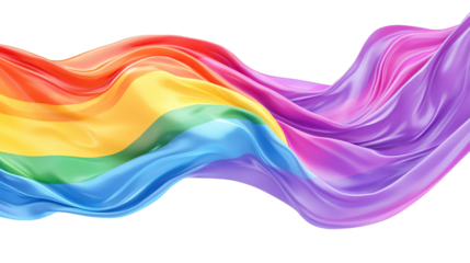 A vibrant and flowing representation of a rainbow flag, symbolizing pride and inclusivity, with smooth, colorful waves.