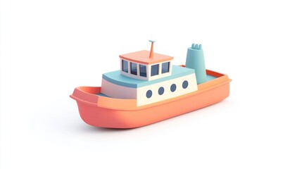 Obraz premium A colorful, stylized tugboat model designed for playful or decorative purposes.