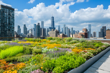 Obraz premium Urban Green Roof A city rooftop Eco and Urban Concept