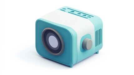 A compact, modern projector designed for multimedia presentations and entertainment.