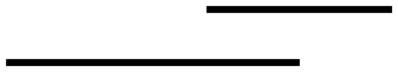 Obraz premium The image has two black horizontal bars on a white background. The bars are thick with one longer and one shorter. Themes: simplicity, minimalism, contrast, design, geometry.