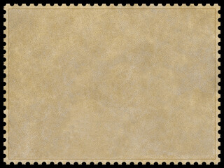 A blank vintage postal stamp closeup in sepia