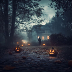 halloween pumpkin in the woods