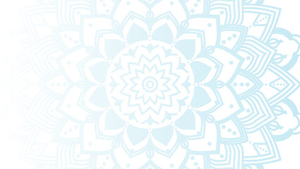 Round mandala on dreamy peach fuzz gradient background. Translucent mesh pattern in the form of a mandala. Mandala with floral patterns. Pastel Yoga template. Gradient background with round mandala