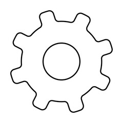 A simple, black and white outlined gear with eight teeth. Ideal for mechanical engineering, machine components, technology, user interfaces, and technical diagrams. Perfect for illustrating mechanics