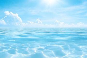 Obraz premium Serene blue ocean under a bright sky on a sunny day