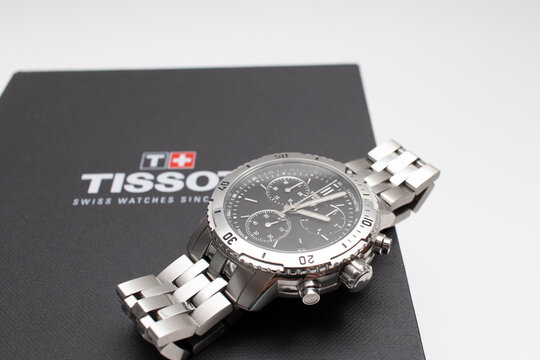 Tissot PRS 200 quartz watch with sapphire crystal and metal bracelet. Krasnoyarsk, Russia - 15.06.2023