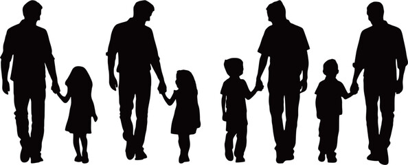 silhouettes of people, father and son,father and daughter, illustration father day silhouette