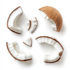 Coconut slices isolated on a white background