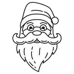 Cartoon face Santa Claus.The christmas avatar.Saint nicolas .Outline vector illustration.Isolated on white background.Christmas and New Year concept.