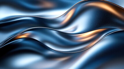 Dynamic modern metallic brochure background with curved metallic shapes and reflections