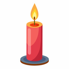 burning candle on a white background